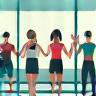 Illustration of people in a group fitness class